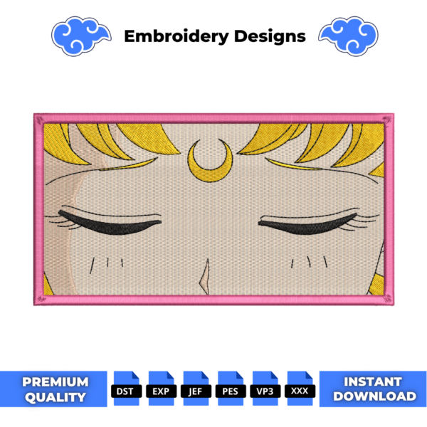 Sailor Moon Eyes Closed Embroidery Design