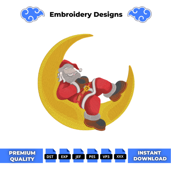 Santa Claus Moon Embroidery Design