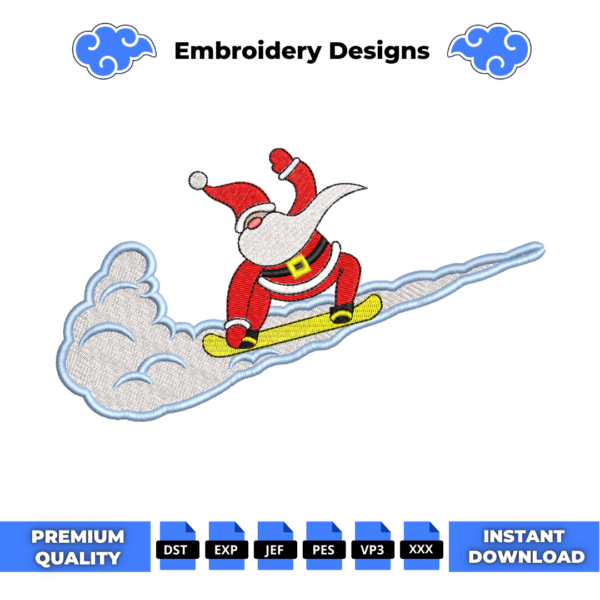 Santa Claus Swoosh Embroidery Design