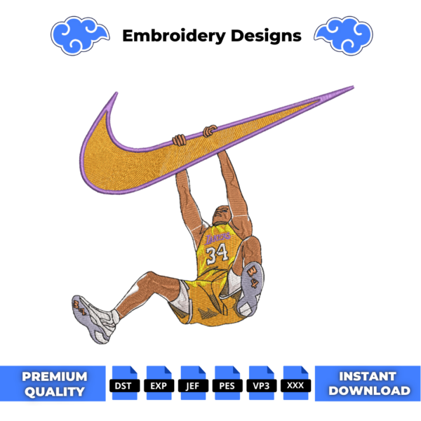 Shaquille O Neal Lakers Embroidery Design