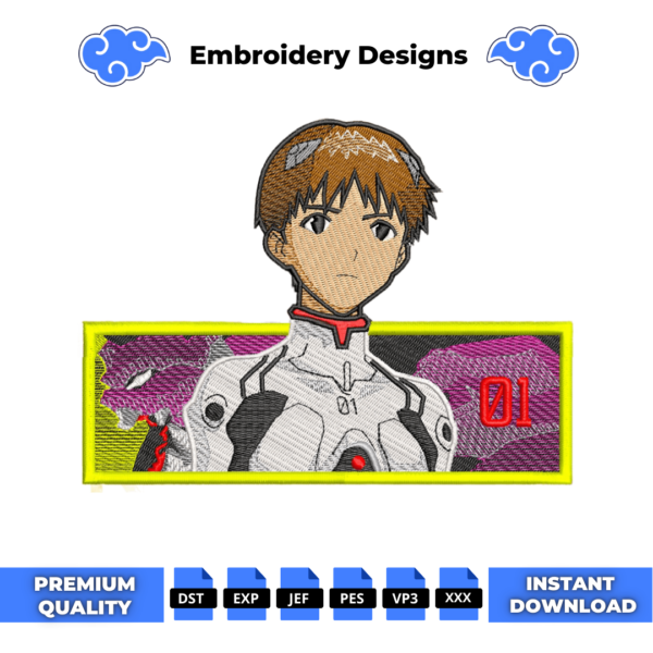 Shinji Anime Embroidery Design