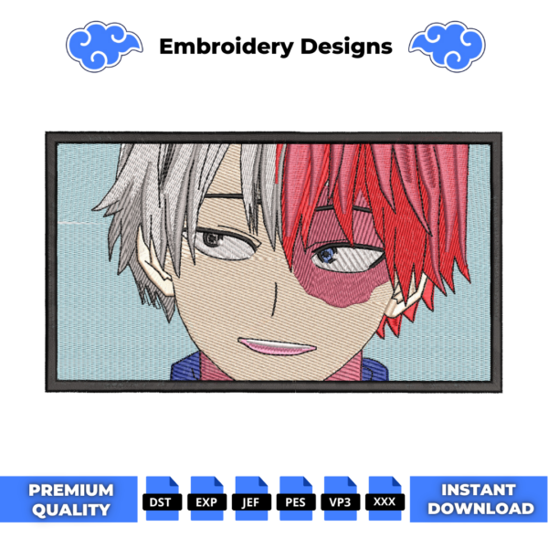 Shoto Todoroki Boxed Anime Embroidery Design