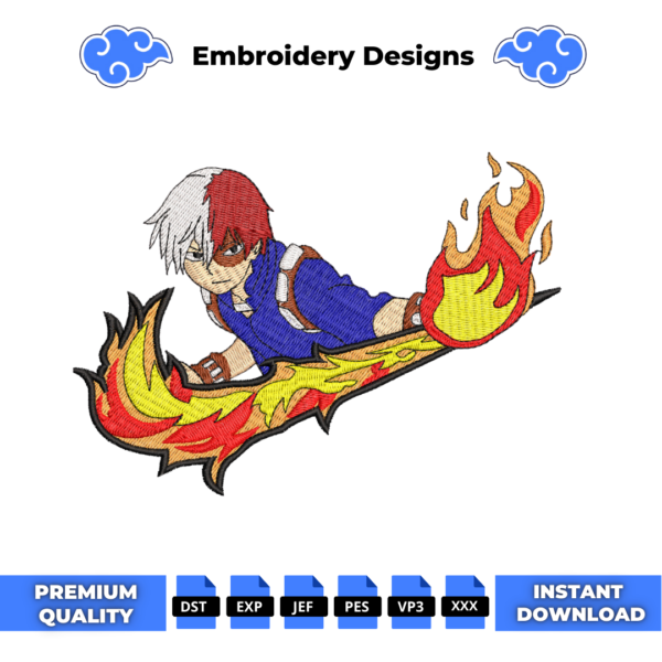 Shoto Todoroki Embroidery Design