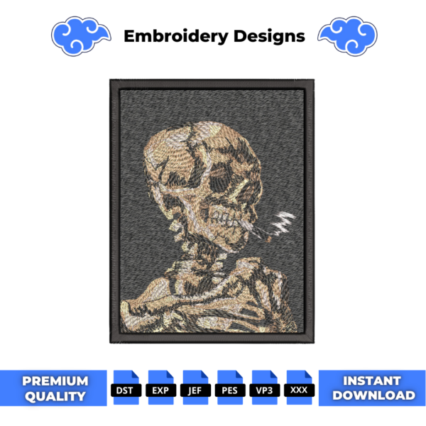 Skull Van Gogh Embroidery Design