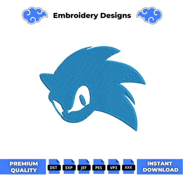 Sonic Face Embroidery Design