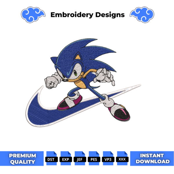 Sonic Swoosh Embroidery Design