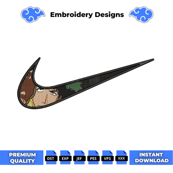 Spike Eyes Swoosh Embroidery Design