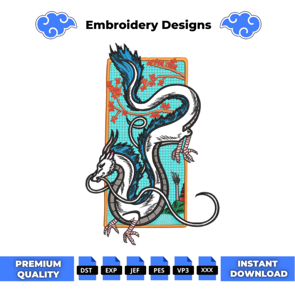 Spirited Away Dragon Embroidery Design