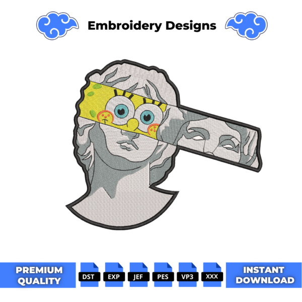 Spongebob Greek Statue Embroidery Design
