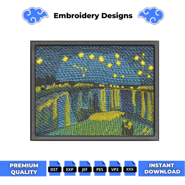 Starry Night Painting Embroidery Design