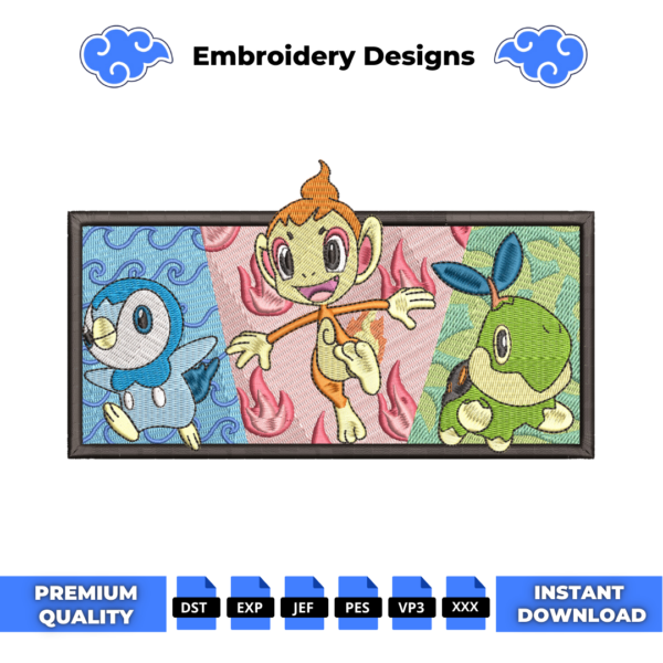 Starter Pokemon Embroidery Design
