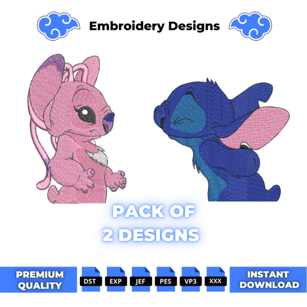 Stitch and Angel Embroidery Design