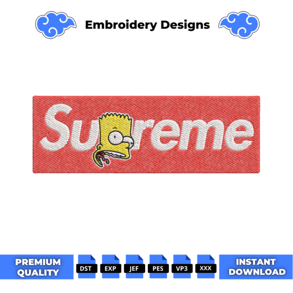 Supreme Bart Simpson Embroidery Design