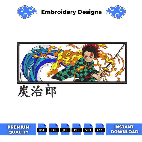 Tanjiro Fire Embroidery Design