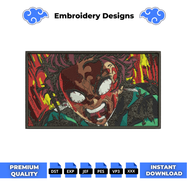 Tanjiro Fury Boxed Embroidery Design