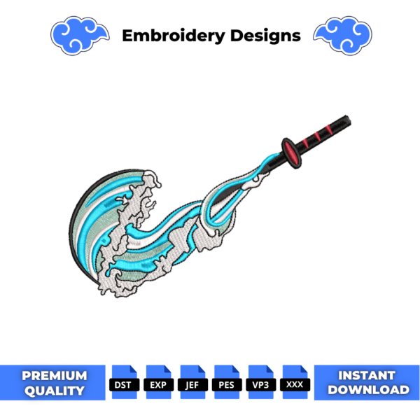 Tanjiro Sword Swoosh Embroidery Design