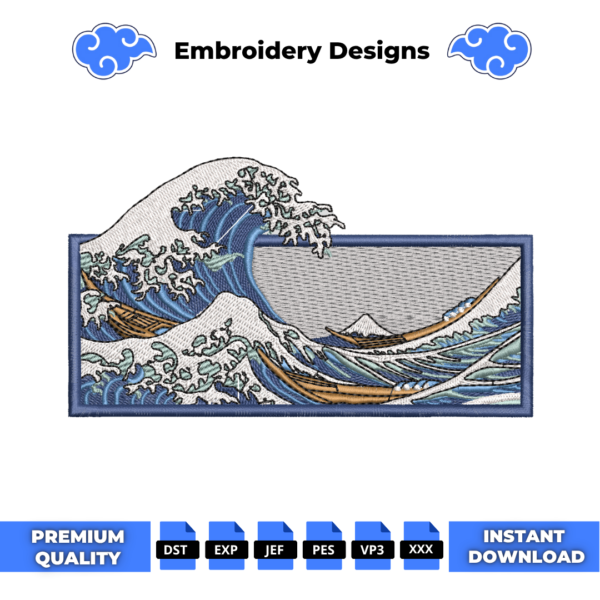 The Great Wave Boxed Embroidery Design