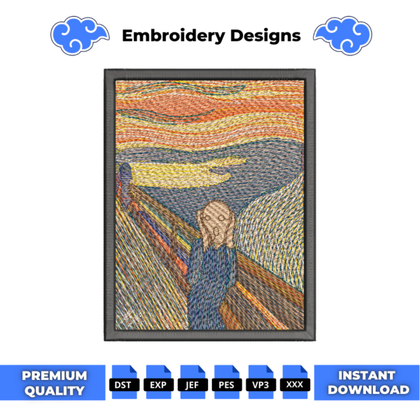 The Scream Edvard Munch Embroidery Design