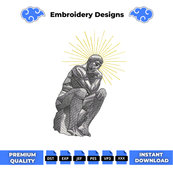 The Thinker Rodin Embroidery Design