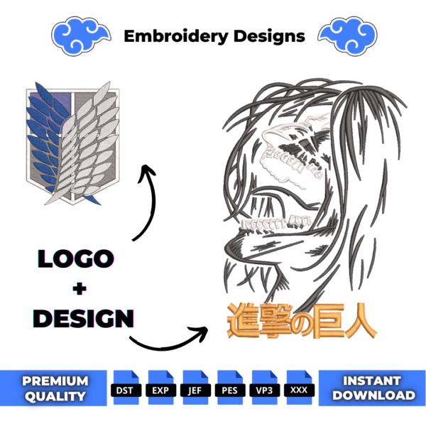 Titan Line and Logo Embroidery Design