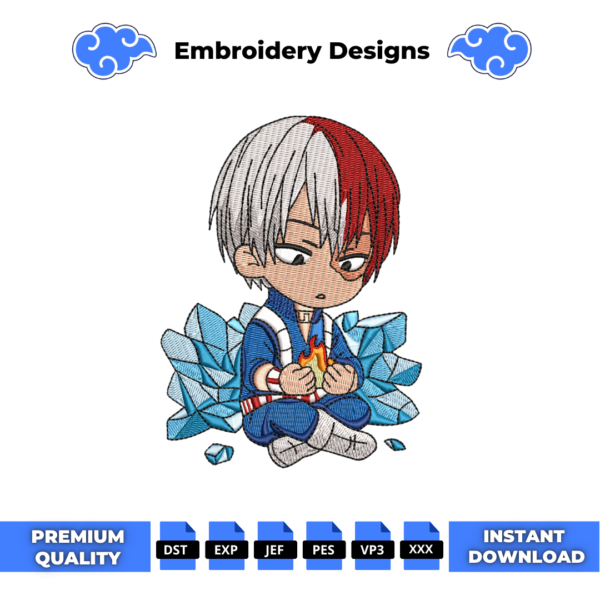Todoroki Chibi Embroidery Design