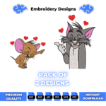 Tom and Jerry 2 Embroidery Design