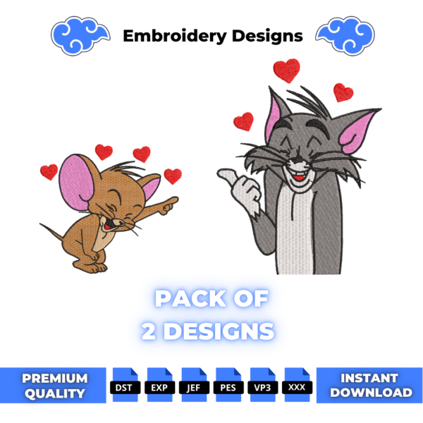 Tom and Jerry 2 Embroidery Design