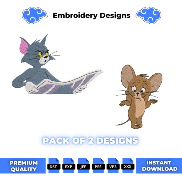 Tom and Jerry 3 Embroidery Design