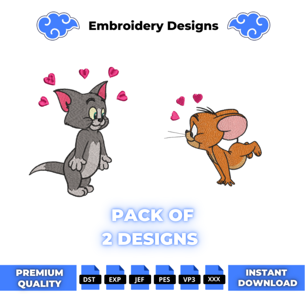 Tom and Jerry 5 Embroidery Design