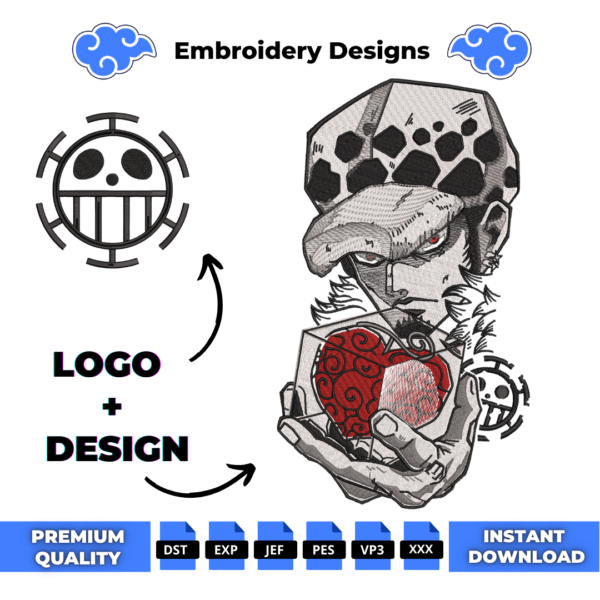 Trafalgar Law and Logo Embroidery Design