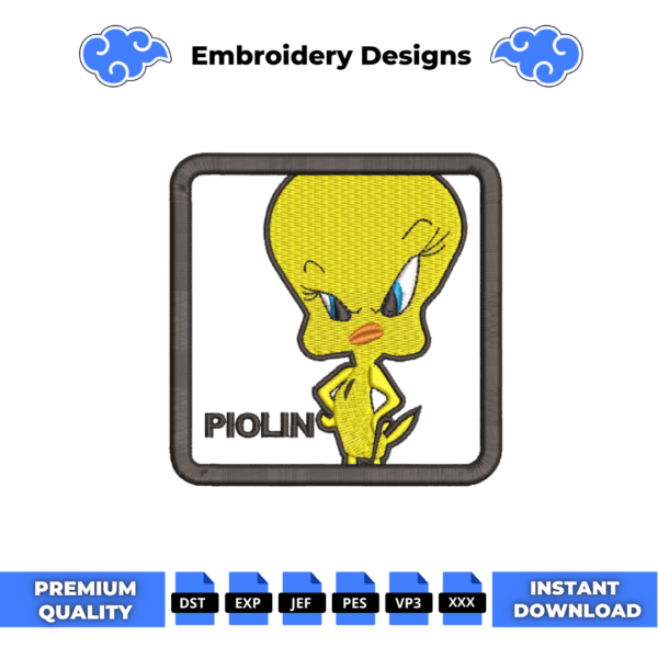 Tweety Bird Cap Embroidery Design