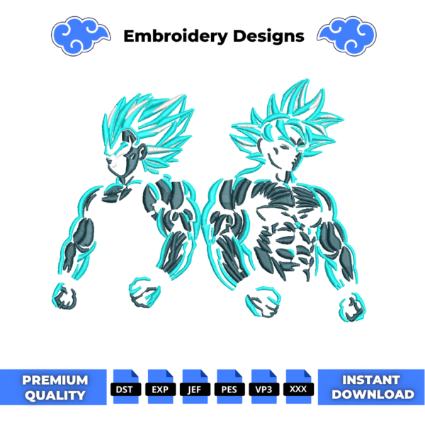 Vegeta and Goku Neon Embroidery Design