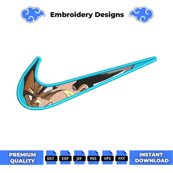 Vegeta Eyes Swoosh Embroidery Design