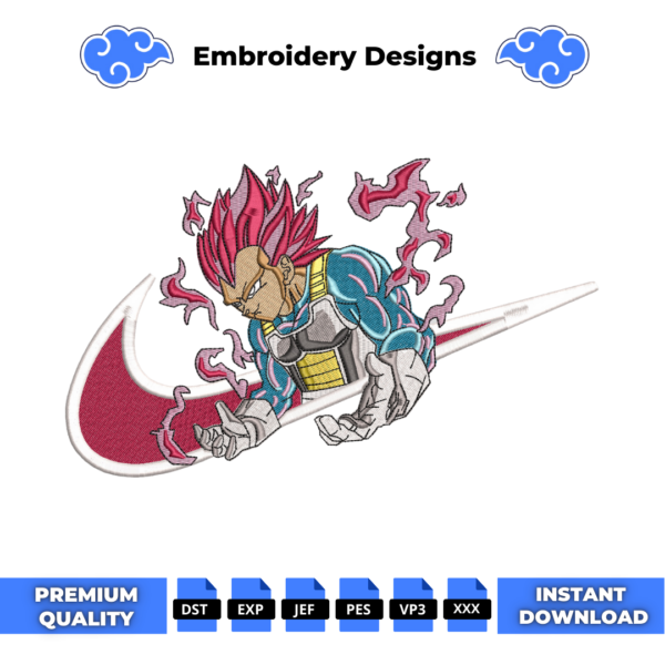 Vegeta Ultra Swoosh Embroidery Design