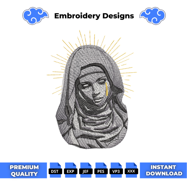 Virgin Mary Embroidery Design