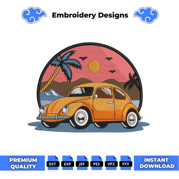 Volkswagen Beetle Embroidery Design