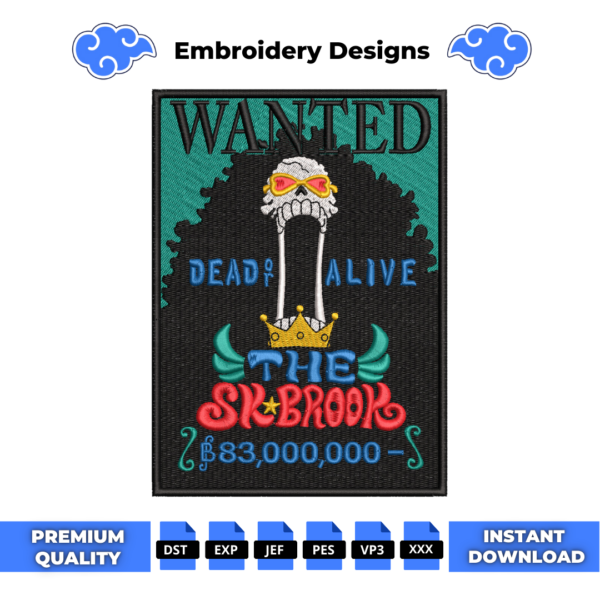 Wanted Brook Embroidery Design
