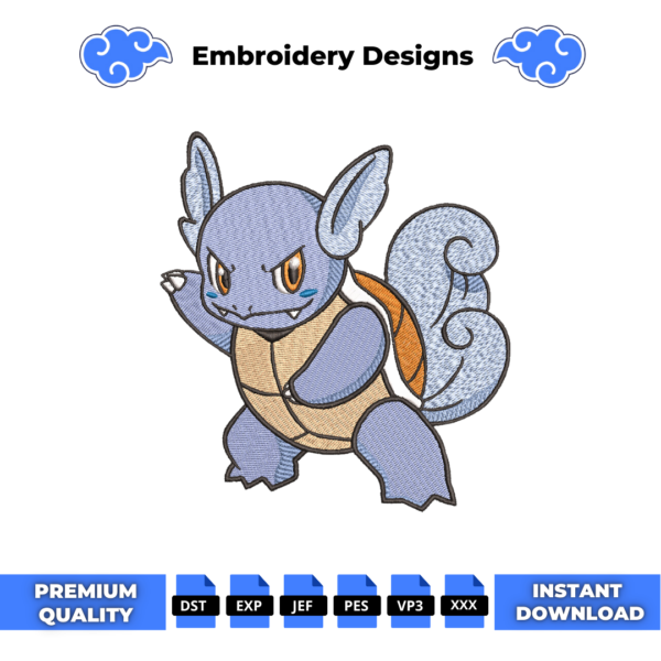 Wartortle Embroidery Design
