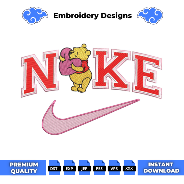 Winnie Love Swoosh Embroidery Design