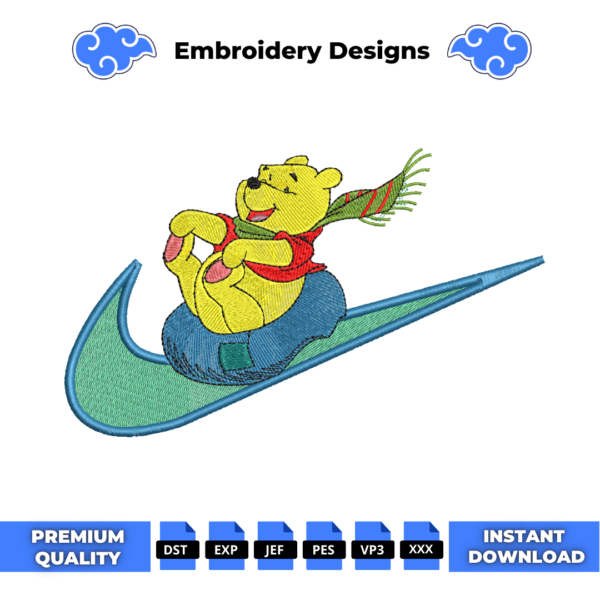 Winnie The Pooh Swoosh Embroidery Design