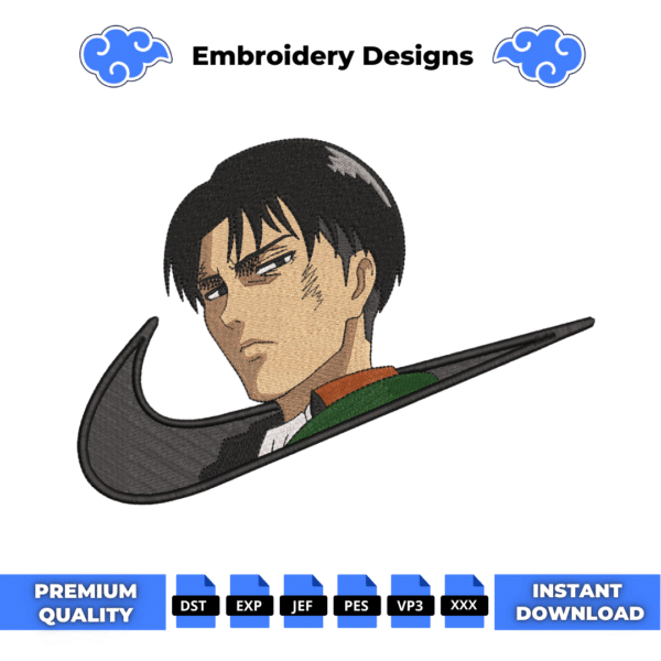Levi Ackerman Swoosh Embroidery Design