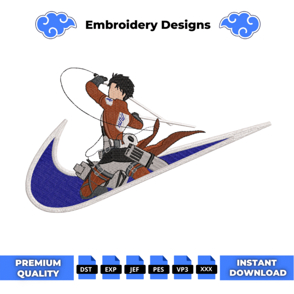 Levi Swoosh Anime Embroidery Design