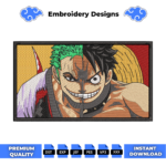 Zoro and Luffy Boxed Embroidery Design