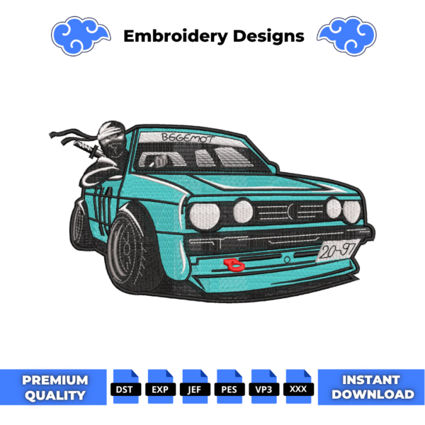 Gangsta Muscle Car Embroidery Design