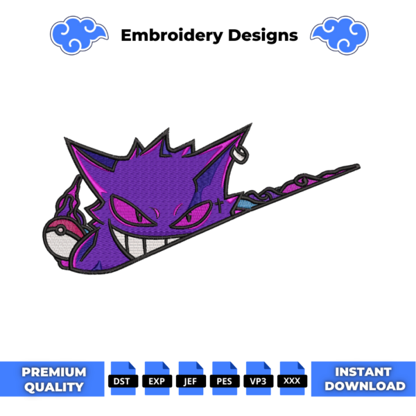 Gengar Embroidery Design