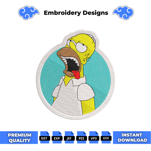 Homer Simpson Donut Embroidery Design