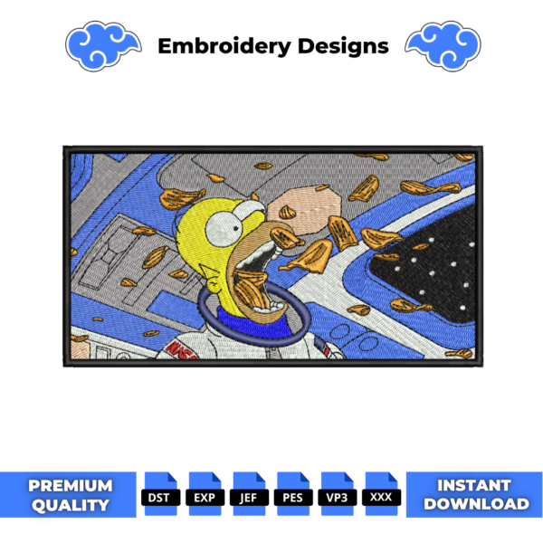 Homer Simpson Space Embroidery Design