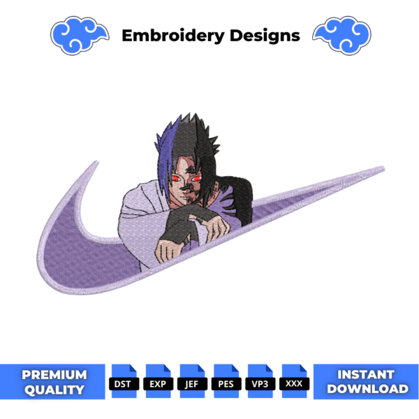 Sasuke Cursed Swoosh Embroidery Design
