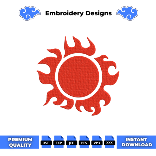Sun Pirates Logo One Piece Embroidery Design