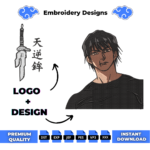 Fushiguro Toji and Logo Embroidery Design